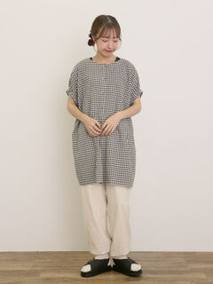 【新品】kazumi×SamansaMos2 裾レースパンツ　ブラック セール】 【M/Lサイズ】綿麻裾ギャザーレースパンツ（ブラック