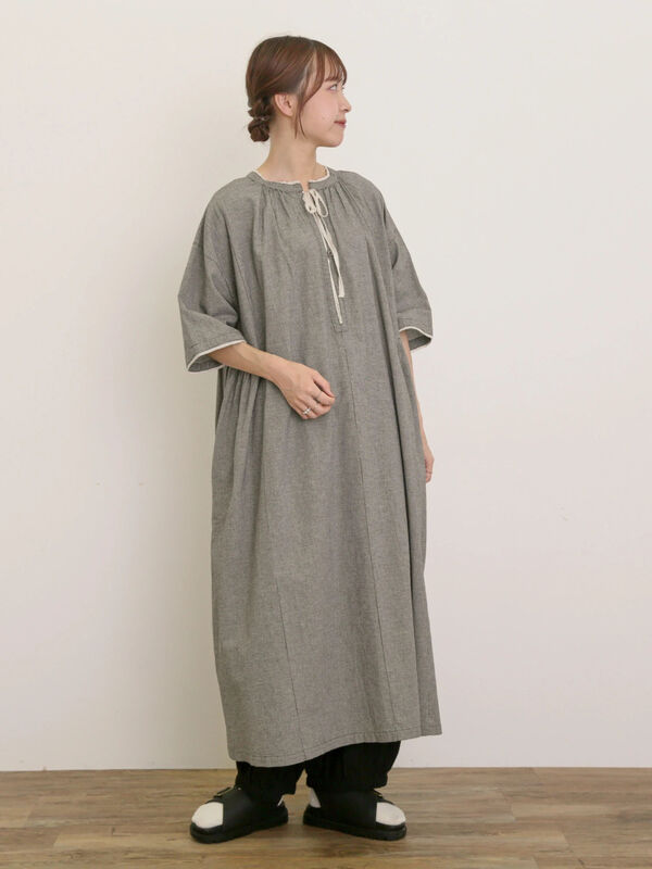 セール】 【M/Lサイズ】綿麻裾ギャザーレースパンツ（ブラック/モカ