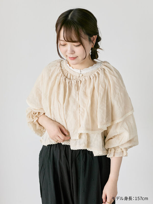 セール】 【kazumi×Samansa Mos2】ケープ付ボレロ（ブラック/ピンク