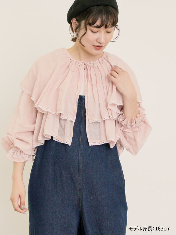 【kazumi×Samansa Mos2】ケープ付ボレロ　ブラック kazumi×Samansa Mos2】ケープ付ボレロ（ブラック/ピンク/ベージュ