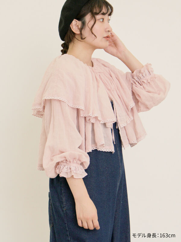 サマンサモスモス　kazumixSamansa Mos2 ケープ付ボレロ　ピンク kazumi×Samansa Mos2】ケープ付ボレロ（ブラック/ピンク/ベージュ