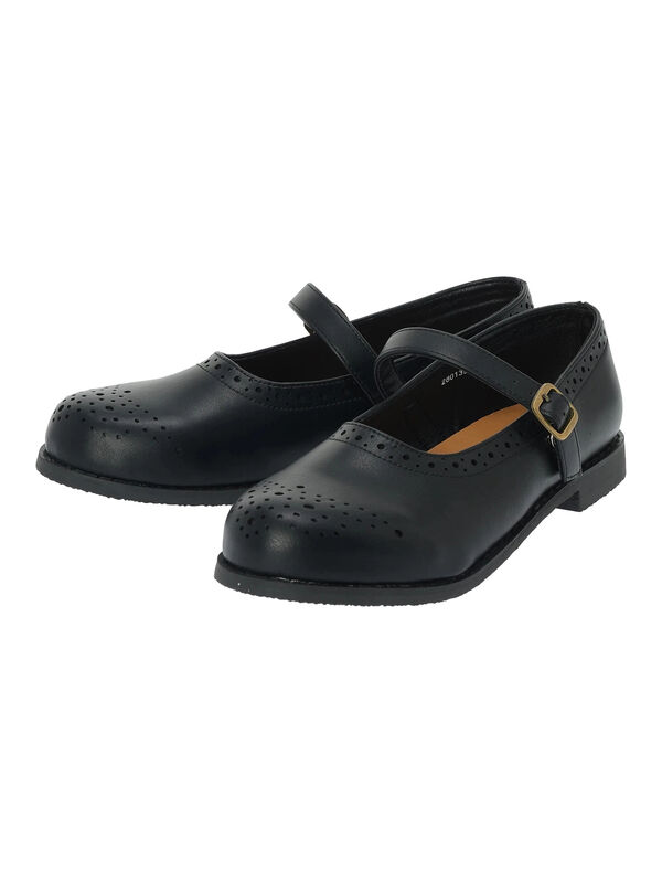 セール】 メダリオンワンストラップシューズ（ブラック/キャメル