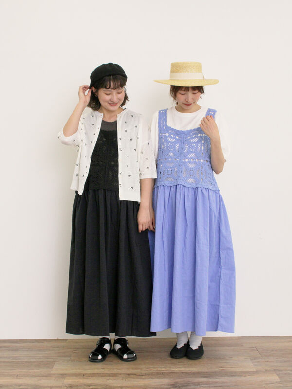 セール】 【S/Mサイズ】かぎ針編み風ビスチェワンピース（オフホワイト