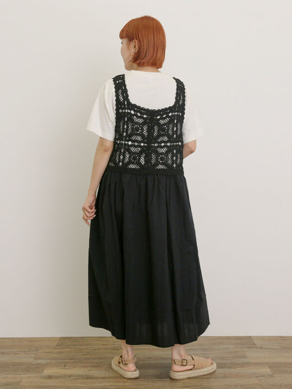 セール】 【S/Mサイズ】かぎ針編み風ビスチェワンピース（オフホワイト