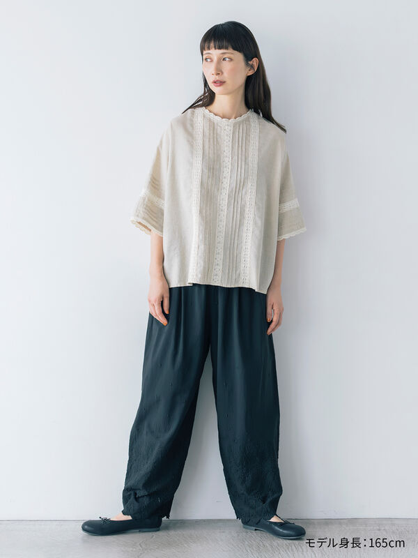 尚　新品　SM2☆キナリ／総刺繍パンツ Samansa Mos2（サマンサ モスモス）の「総刺繍綿麻パンツ