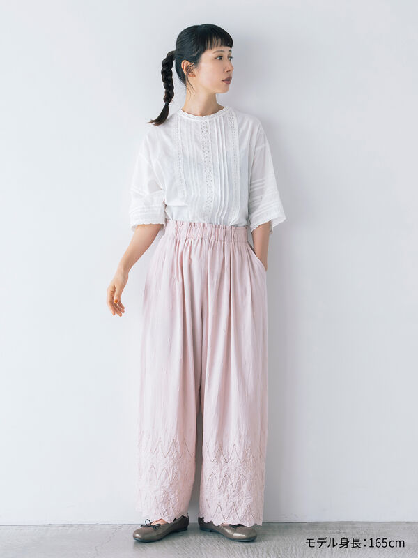サマンサモスモス　kazumi　コラボ　パンツ　ピンク　新品未開封 kazumi×Samansa Mos2】刺繍パンツ（ブラック/ピンク/ベージュ