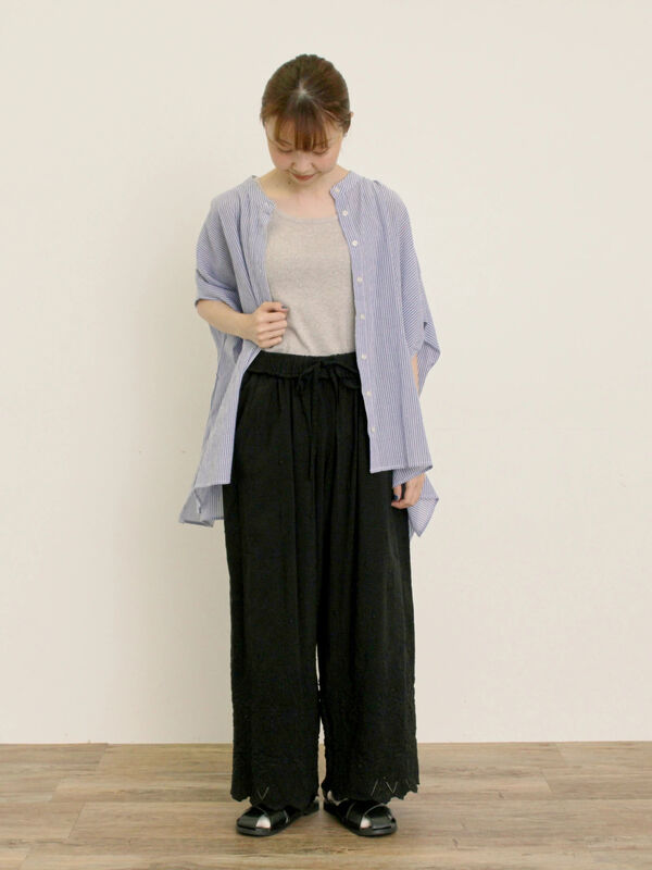 新品　SM2☆kazumiさんコラボ　刺繍パンツ kazumi×Samansa Mos2】刺繍パンツ（ブラック/ピンク/ベージュ