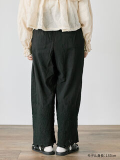 kazumi×Samansa Mos2】刺繍パンツ（ブラック/ピンク/ベージュ/ボトムス