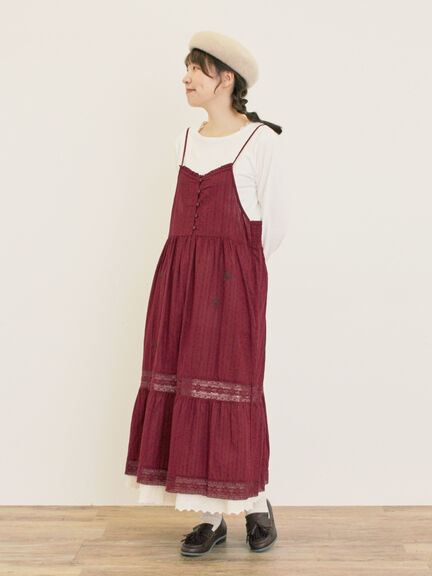 ランダム刺繍入りワンピース（ブラック/ボルドー/グリーン/キナリ）｜Samansa Mos2（サマンサ モスモス）通販