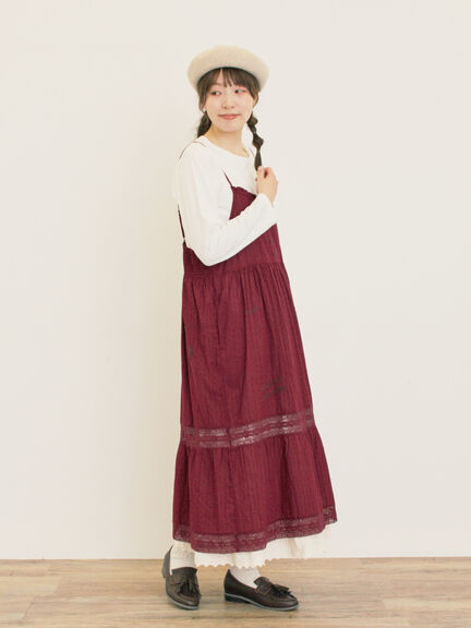 ランダム刺繍入りワンピース（ブラック/ボルドー/グリーン/キナリ）｜Samansa Mos2（サマンサ モスモス）通販