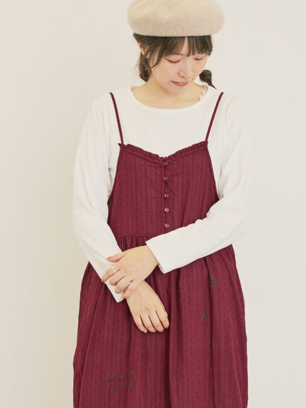 ランダム刺繍入りワンピース（ブラック/ボルドー/グリーン/キナリ）｜Samansa Mos2（サマンサ モスモス）通販