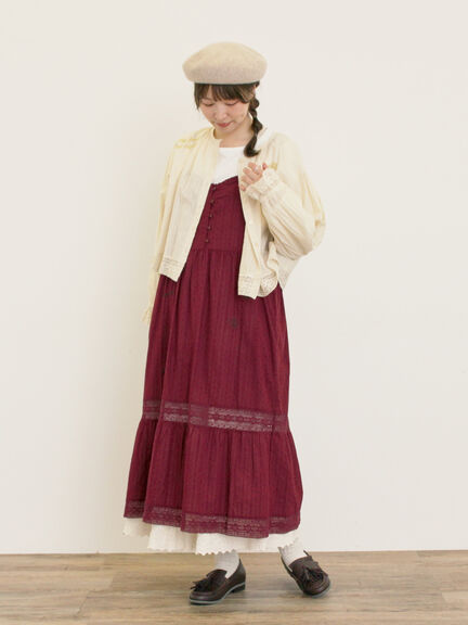 ランダム刺繍入りワンピース（ブラック/ボルドー/グリーン/キナリ）｜Samansa Mos2（サマンサ モスモス）通販