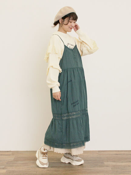ランダム刺繍入りワンピース（ブラック/ボルドー/グリーン/キナリ）｜Samansa Mos2（サマンサ モスモス）通販
