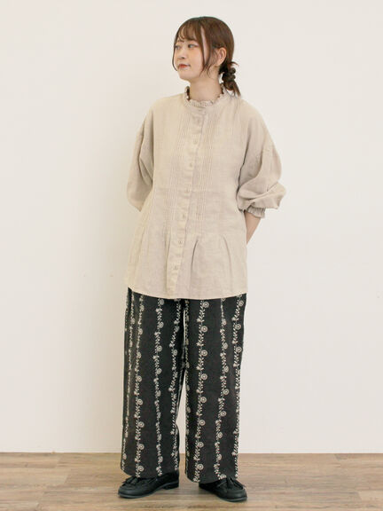 【M/Lサイズ】花刺繍パンツ（チャコールグレー/ベージュ/ブラウン）｜Samansa Mos2（サマンサ モスモス）通販