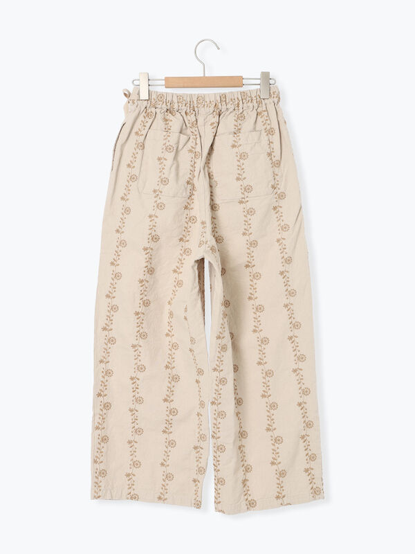 M/Lサイズ】花刺繍パンツ（チャコールグレー/ベージュ/ブラウン