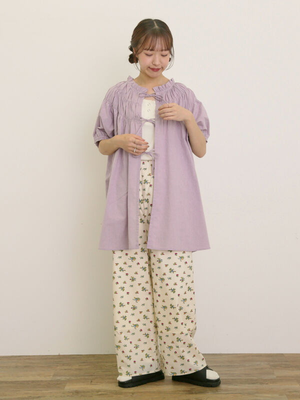 セール】 前後2WAYリボンギャザーブラウス（オフホワイト