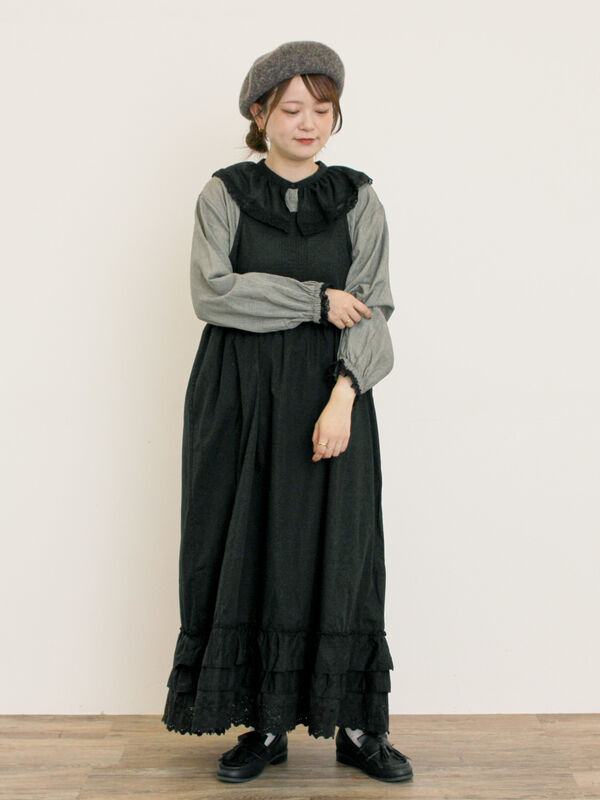 セール】 レース襟ブラウス（オフホワイト/チャコールグレー/ブラック