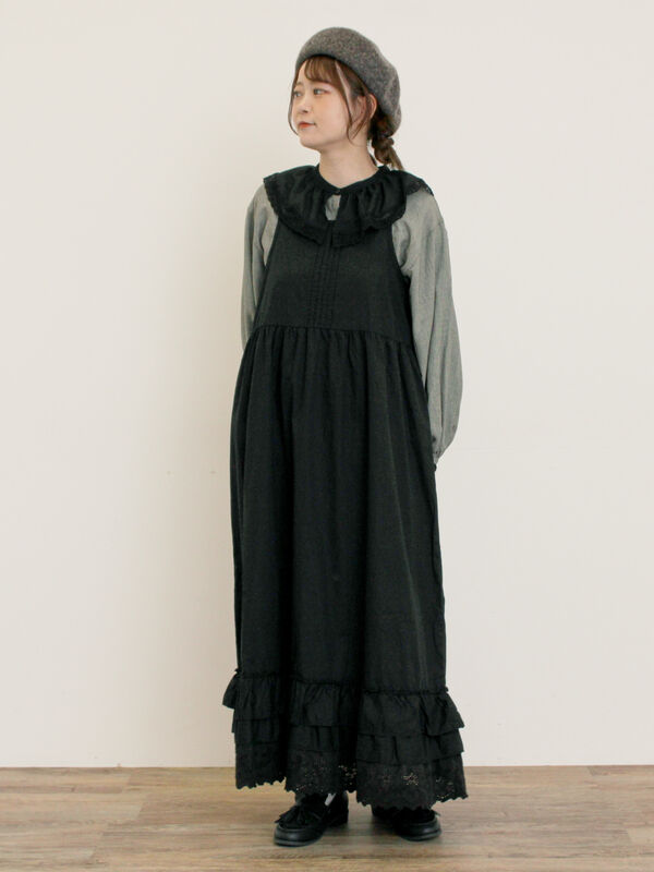 セール】 レース襟ブラウス（オフホワイト/チャコールグレー/ブラック