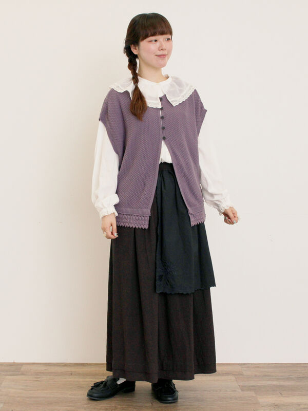 セール】 レース襟ブラウス（オフホワイト/チャコールグレー/ブラック