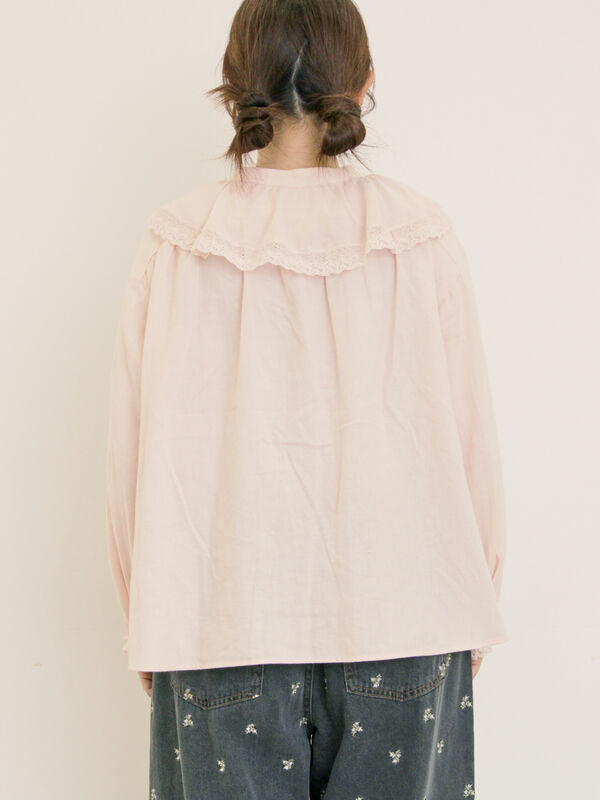 セール】 レース襟ブラウス（オフホワイト/チャコールグレー/ブラック