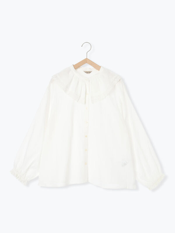 セール】 レース襟ブラウス（オフホワイト/チャコールグレー/ブラック