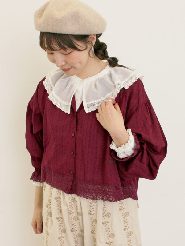 ランダム刺繍入りブラウス（ボルドー）｜Samansa Mos2（サマンサ モスモス）通販