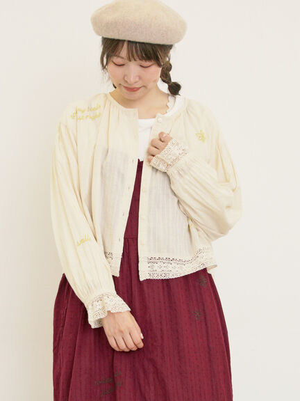 ランダム刺繍入りブラウス（ブラック/ボルドー/グリーン/キナリ）｜Samansa Mos2（サマンサ モスモス）通販