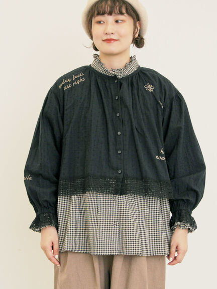 ランダム刺繍入りブラウス（ブラック/ボルドー/グリーン/キナリ）｜Samansa Mos2（サマンサ モスモス）通販