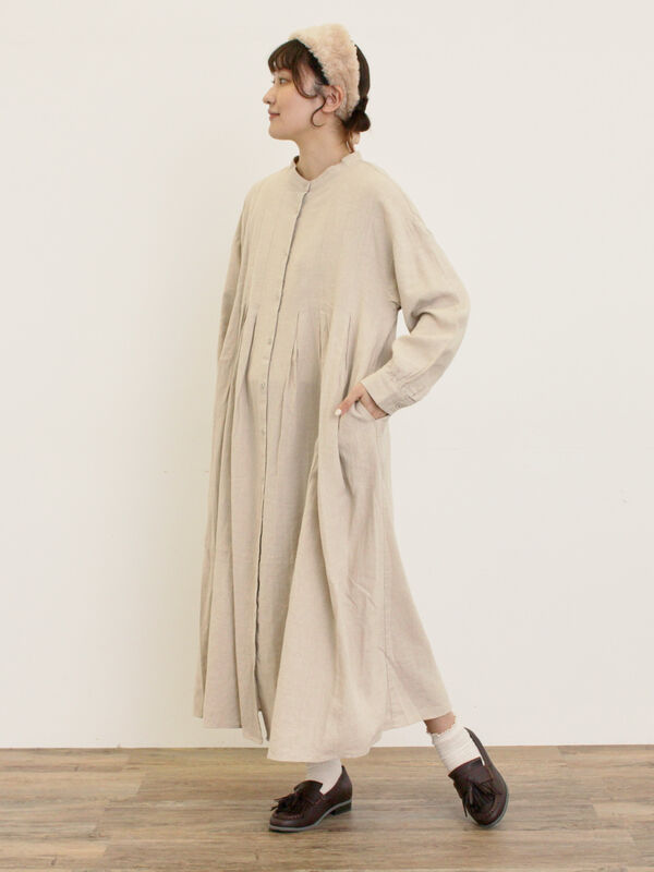 【Cross×Linen】タックワンピース《S/Mサイズ》（キナリ）｜Samansa Mos2（サマンサ モスモス）通販