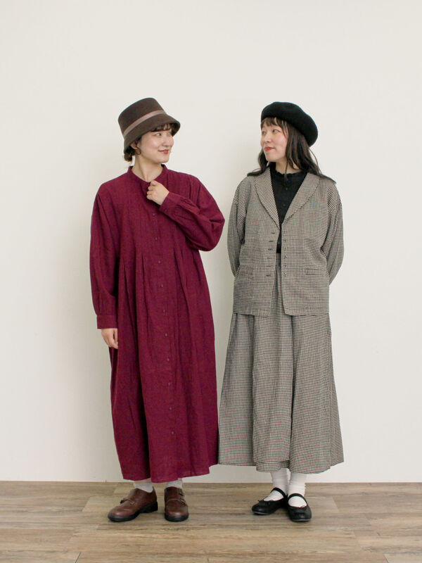 Cross×Linen】タックワンピース《S/Mサイズ》（ブラック