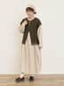 【Cross×Linen】タックワンピース《S/Mサイズ》（ブラック/ボルドー/ベージュ/ブルー/キナリ）｜Samansa Mos2（サマンサ モスモス）通販