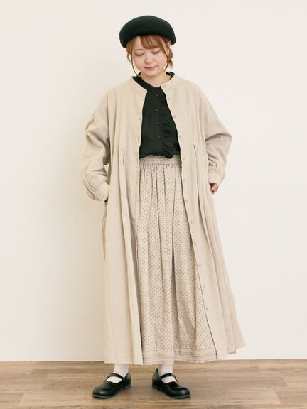 【Cross×Linen】タックワンピース《S/Mサイズ》（ブラック/ボルドー/ベージュ/ブルー/キナリ）｜Samansa Mos2（サマンサ モスモス）通販