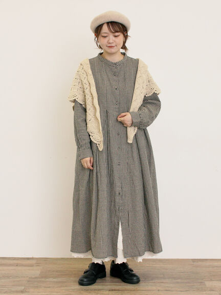 【Cross×Linen】タックワンピース《S/Mサイズ》（ブラック/ボルドー/ベージュ/ブルー/キナリ）｜Samansa Mos2（サマンサ モスモス）通販