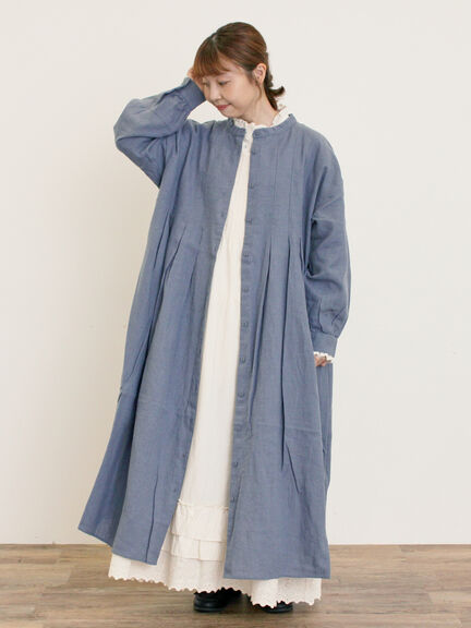 【Cross×Linen】タックワンピース《S/Mサイズ》（ブラック/ボルドー/ベージュ/ブルー/キナリ）｜Samansa Mos2（サマンサ モスモス）通販