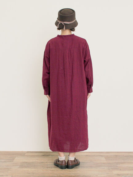 【Cross×Linen】タックワンピース《S/Mサイズ》（ブラック/ボルドー/ベージュ/ブルー/キナリ）｜Samansa Mos2（サマンサ モスモス）通販