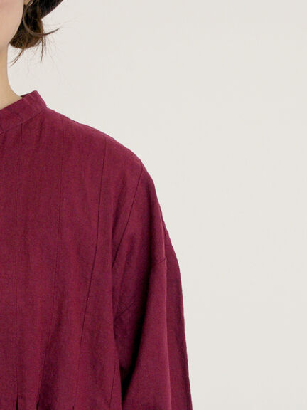【Cross×Linen】タックワンピース《S/Mサイズ》（ブラック/ボルドー/ベージュ/ブルー/キナリ）｜Samansa Mos2（サマンサ モスモス）通販