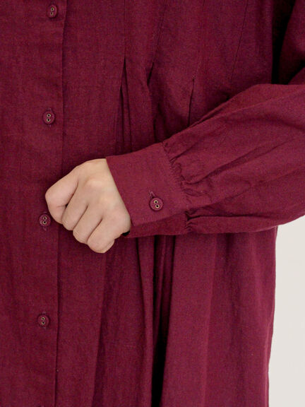 【Cross×Linen】タックワンピース《S/Mサイズ》（ブラック/ボルドー/ベージュ/ブルー/キナリ）｜Samansa Mos2（サマンサ モスモス）通販