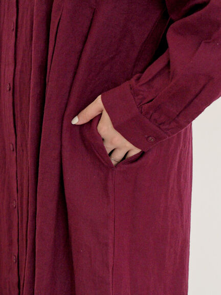 【Cross×Linen】タックワンピース《S/Mサイズ》（ブラック/ボルドー/ベージュ/ブルー/キナリ）｜Samansa Mos2（サマンサ モスモス）通販