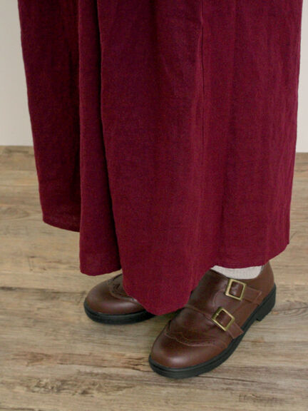 【Cross×Linen】タックワンピース《S/Mサイズ》（ブラック/ボルドー/ベージュ/ブルー/キナリ）｜Samansa Mos2（サマンサ モスモス）通販
