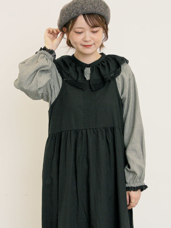 セール】 ぺチキャミワンピース（ブラック/ベージュ/キナリ/ワンピース