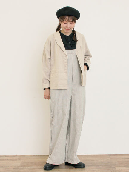 【Cross×Linen】ショールカラージャケット（チャコールグレー/ブラック/ベージュ/キナリ）｜Samansa Mos2（サマンサ モスモス）通販