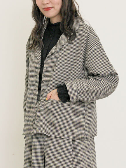 【Cross×Linen】ショールカラージャケット（チャコールグレー/ブラック/ベージュ/キナリ）｜Samansa Mos2（サマンサ モスモス）通販