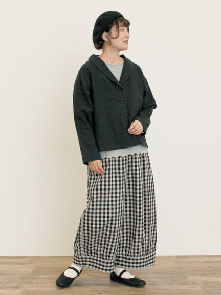 【Cross×Linen】ショールカラージャケット（チャコールグレー/ブラック/ベージュ/キナリ）｜Samansa Mos2（サマンサ モスモス）通販