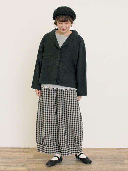 【Cross×Linen】ショールカラージャケット（チャコールグレー/ブラック/ベージュ/キナリ）｜Samansa Mos2（サマンサ モスモス）通販