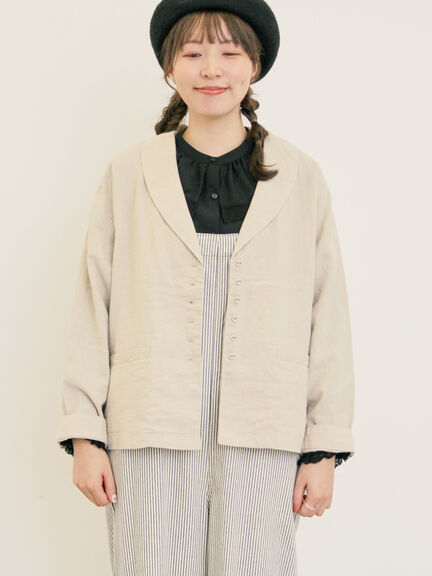 【Cross×Linen】ショールカラージャケット（チャコールグレー/ブラック/ベージュ/キナリ）｜Samansa Mos2（サマンサ モスモス）通販