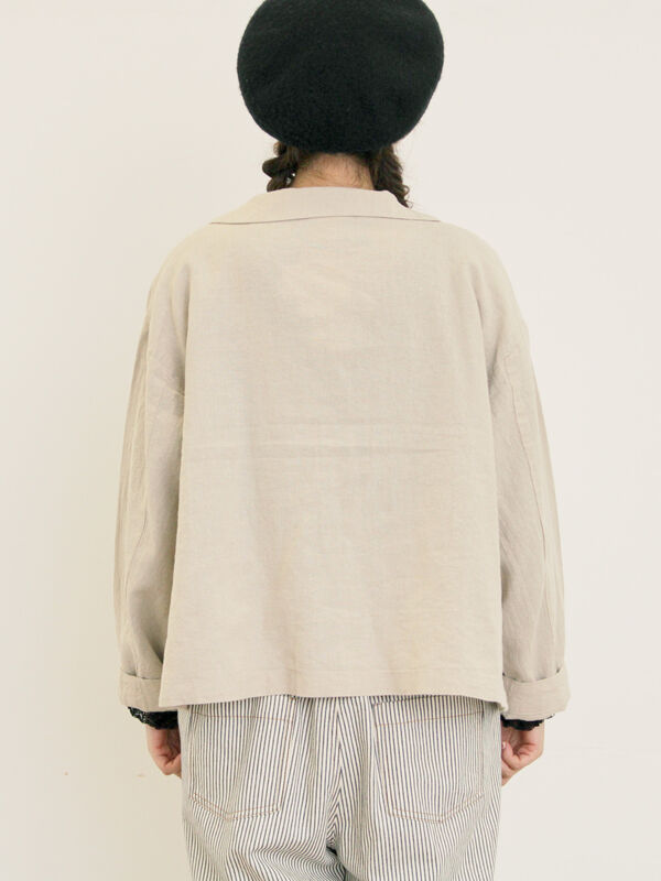 サマンサモスモス　CrossxLinen ショールカラージャケット Cross×Linen】ショールカラージャケット（チャコールグレー