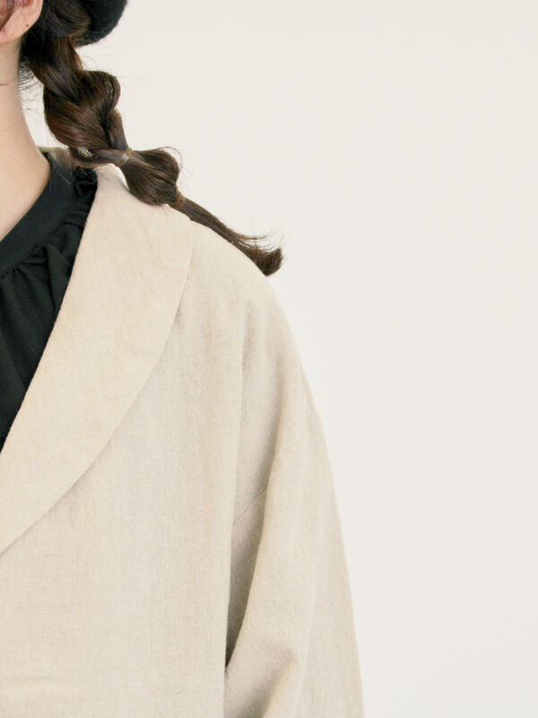 セール】 【Cross×Linen】ショールカラージャケット（チャコールグレー