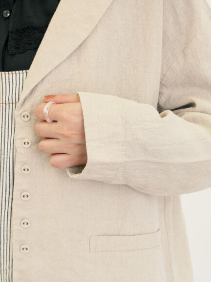 【Cross×Linen】ショールカラージャケット（チャコールグレー/ブラック/ベージュ/キナリ）｜Samansa Mos2（サマンサ モスモス）通販