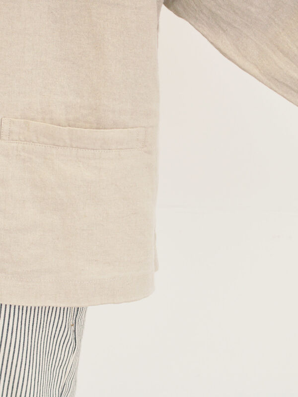 サマンサモスモス　CrossxLinen ショールカラージャケット Cross×Linen】ショールカラージャケット（チャコールグレー