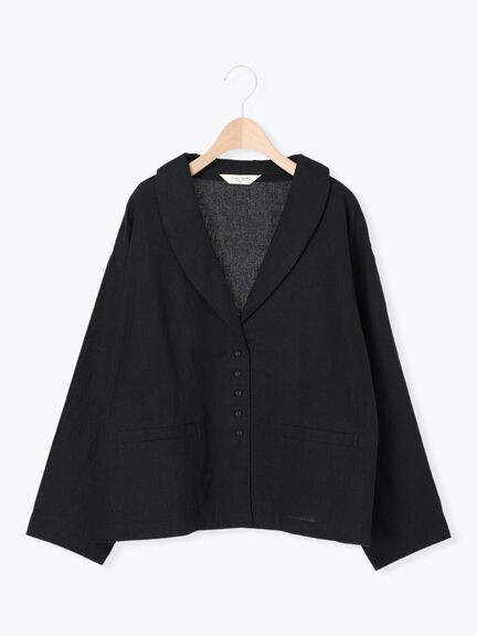 【Cross×Linen】ショールカラージャケット（チャコールグレー/ブラック/ベージュ/キナリ）｜Samansa Mos2（サマンサ モスモス）通販